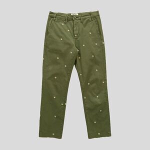 Free People Driftwood Green Cotton Floral Embroidered Casual Chino Pants - M